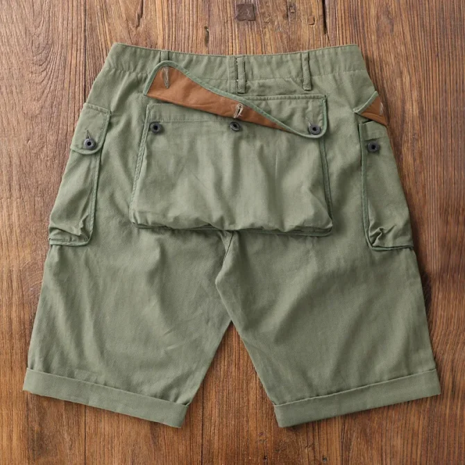 P44-0003 WW2 US Military Style 7.5oz USMT HBT Bermuda Mens Super Top Quality Cotton Vintage Casual Durable Stylish Cargo Shorts