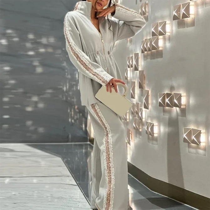 Sequin Jacket Pants Set Sparkling Elegant - Image 5