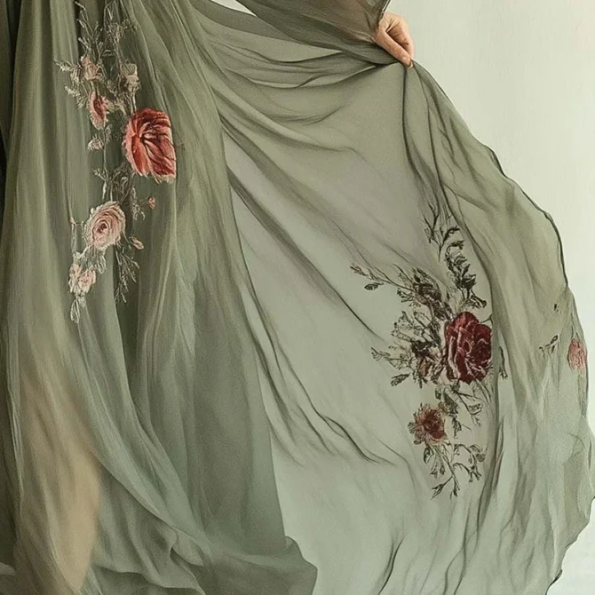 Vintage Floral Ethnic Lady Chic Evening Gown - Image 3
