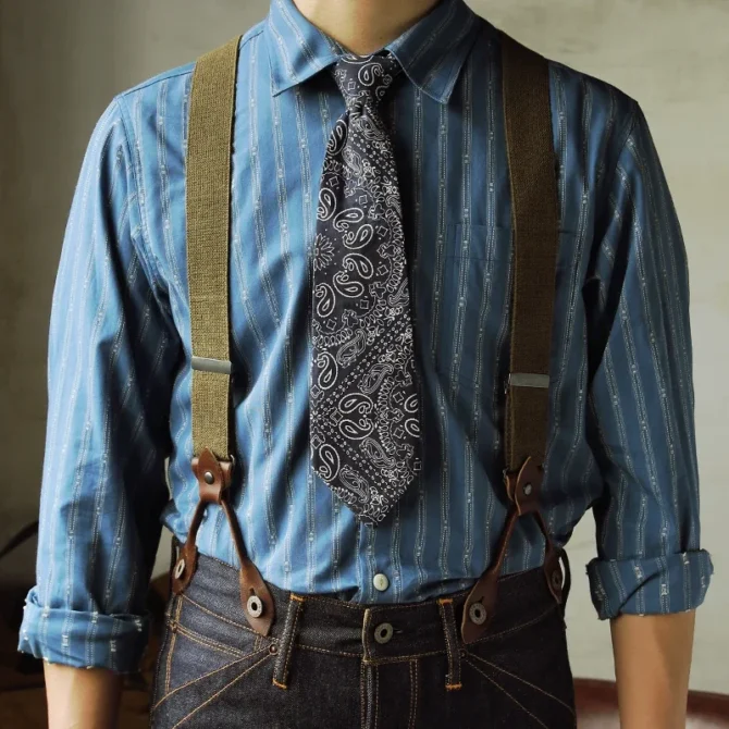 Red Tornado Vintage Super Quality Adjustable Cowhide Spaghetti Flexible Shoulder Strap Suspenders One Belt Two Usage Option