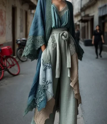 Ethnic Cardigans Blouse Tops Irregular Hem