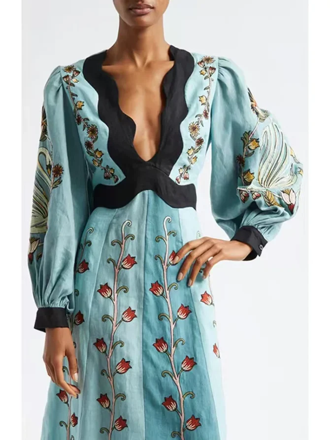 Backless Long Deep V Hollow Dress - Image 3