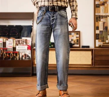 Red Tornado Men's Light Wash Jeans Ice Blue 14.5oz Selvage Denim Pants Straight Leg