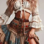 Sexy Bandage Tops Flare Sleeve Hollow Out Ruffles Indie Folk Retro Fashion Casual High Waist Blouse Shirts for Women Top