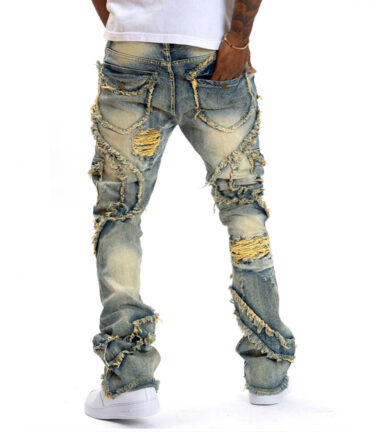 Men's Ripped Micro-tassel Stretch Jeans