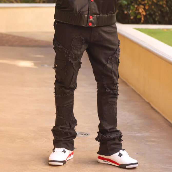 Men's Ripped Micro-tassel Stretch Jeans - Image 4