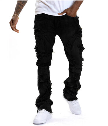 Men's Ripped Micro-tassel Stretch Jeans