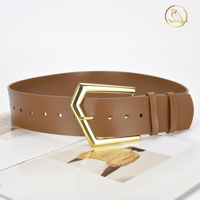 European And American Genuine Leather Belt Women's Skirt Coat Ins Style Belt Simple All-match Outer Waistband Wide Pin Buckle