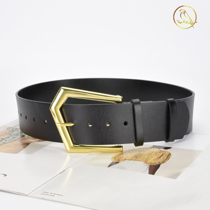 Genuine Leather Skirt Coat Ins Belt Pin Buckle - Image 3