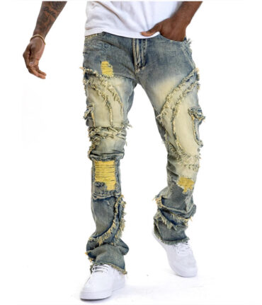 Men's Ripped Micro-tassel Stretch Jeans