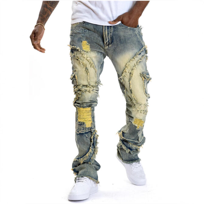 Men's Ripped Micro-tassel Stretch Jeans - Image 5