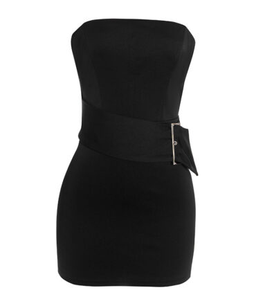 Cross-border Hip Belt Sleeveless Strapless Mini Dress