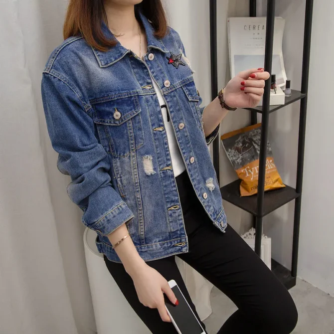 Denim Jean Bomber Jackets Coats - Image 4
