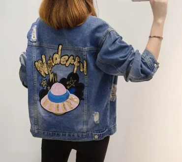 Coat Women Denim Jacket Loose Jean Jacket Oversized Bomber Jackets Female Casual Coats Outerwear 5XL P527