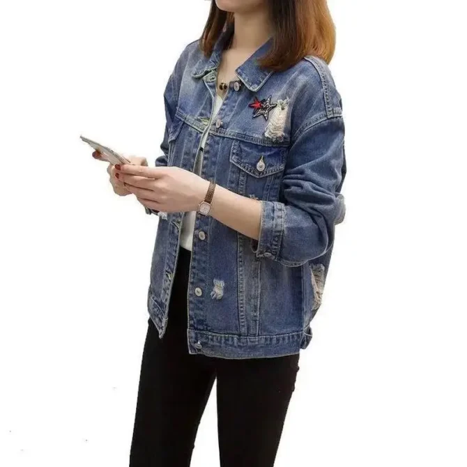Denim Jean Bomber Jackets Coats - Image 3
