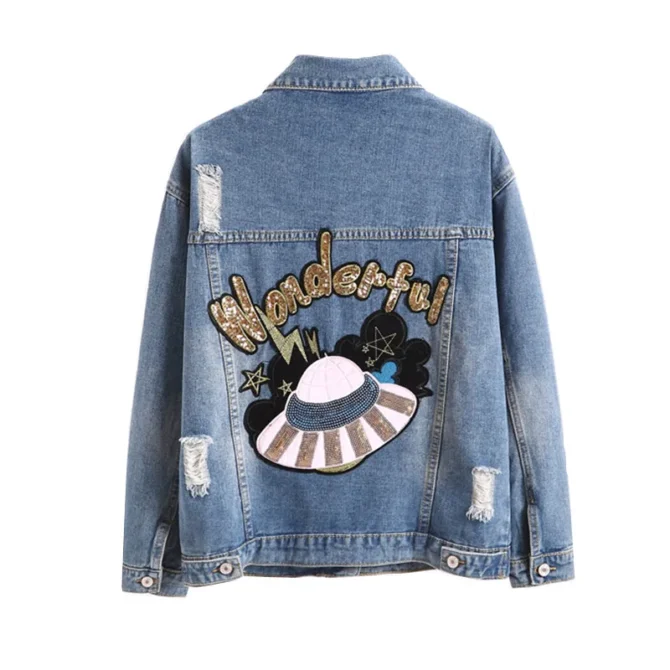 Denim Jean Bomber Jackets Coats - Image 5
