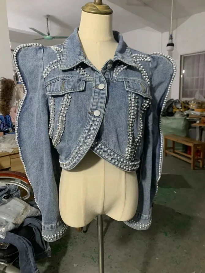 Short Denim Coat Bubble Jacket - Image 3