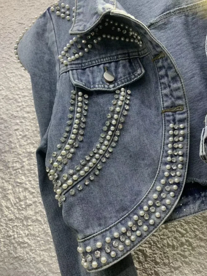 Short Denim Coat Bubble Jacket - Image 5