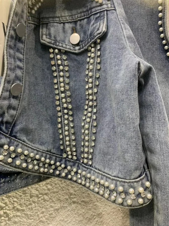 Short Denim Coat Bubble Jacket - Image 6