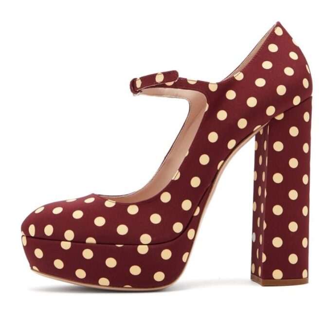 Black Round Toe Thick Sole Shoes High Mary Jane High Heels Womens Evening Dress Shoes Large