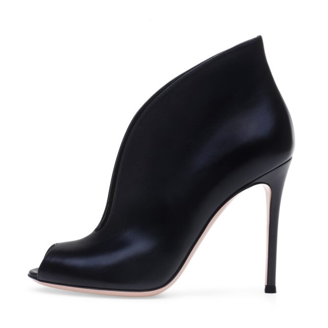 European and American Women's Open Toed Fish Mouth Ankle Boots, Large Size Womens Shoes