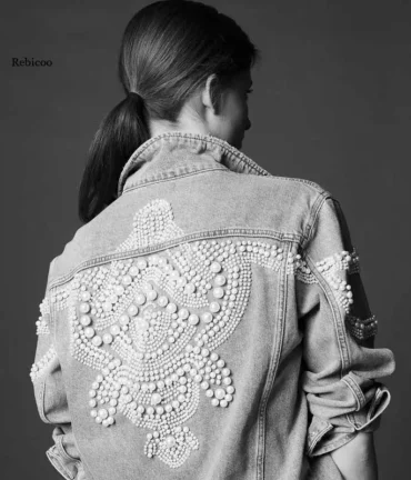 Embellished Denim Coat Bomber Jacket Vintage
