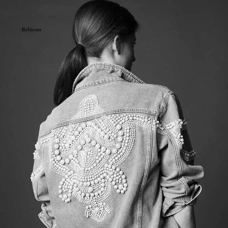 Embellished Denim Coat Bomber Jacket Vintage