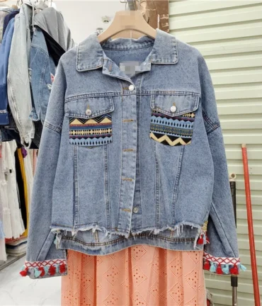 Vintage Flower Embroidery Denim Jacket