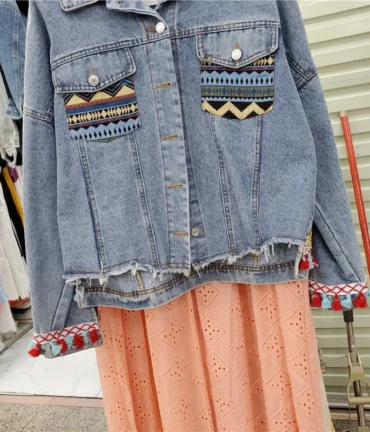 Vintage Flower Embroidery Denim Jacket