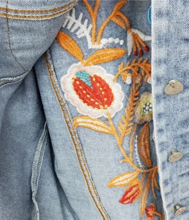Vintage Flower Embroidery Denim Jacket