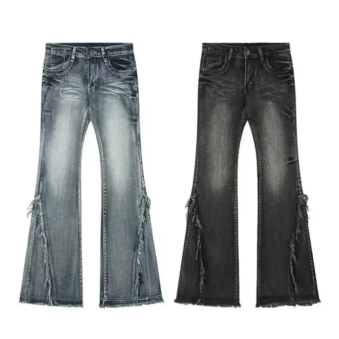 Vintage Raw Edge Jeans Patchwork Pants - Image 5