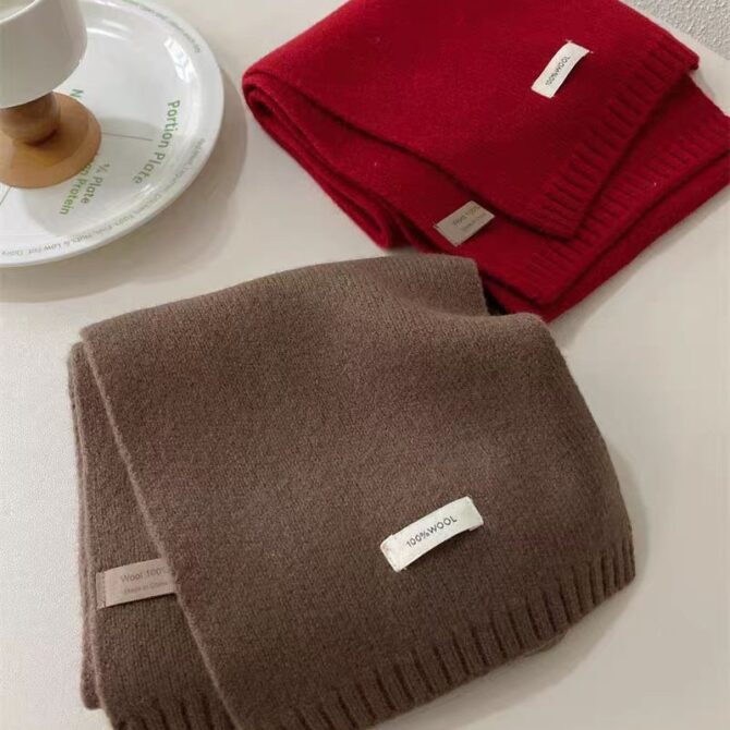 Solid Color Wool Scarf Australian Cashmere Scarf New All-match Winter Warm Pin For Boys And Girls