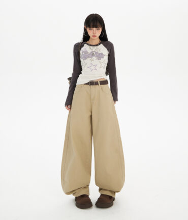 Retro High Waist Khaki Loose Banana Pants Wide-leg Pants Versatile Jeans Women Trousers Extended
