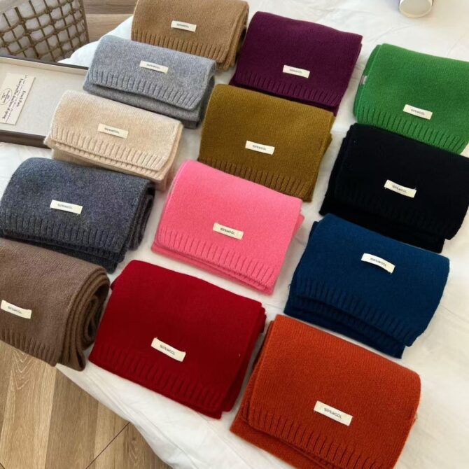 Solid Color Wool Scarf Australian Cashmere Scarf New All-match Winter Warm Pin For Boys And Girls