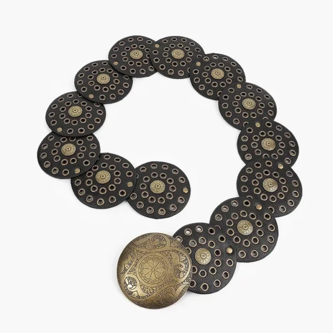 Vintage Rivet Patchwork Wide Belts Waistband Cinturones - Image 4