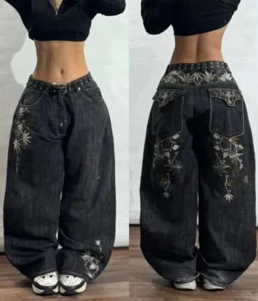 Embroidered Baggy Jeans Vintage