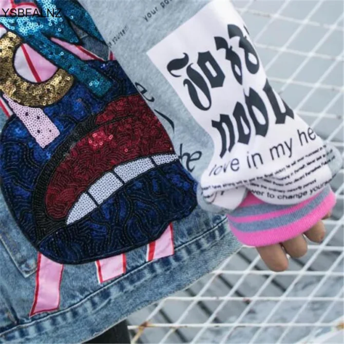 Sequins Denim Jackets Streetwear Coat - Image 4