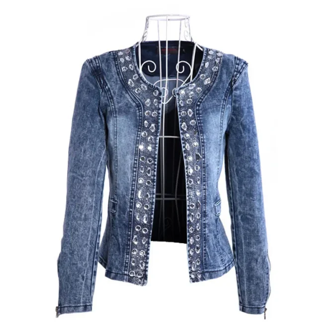 Denim Jacket Sequins Outerwear Vintage - Image 4