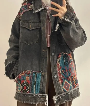 Vintage Boho Embroidery Denim Jacket