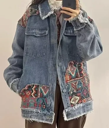 Vintage Boho Embroidery Denim Jacket