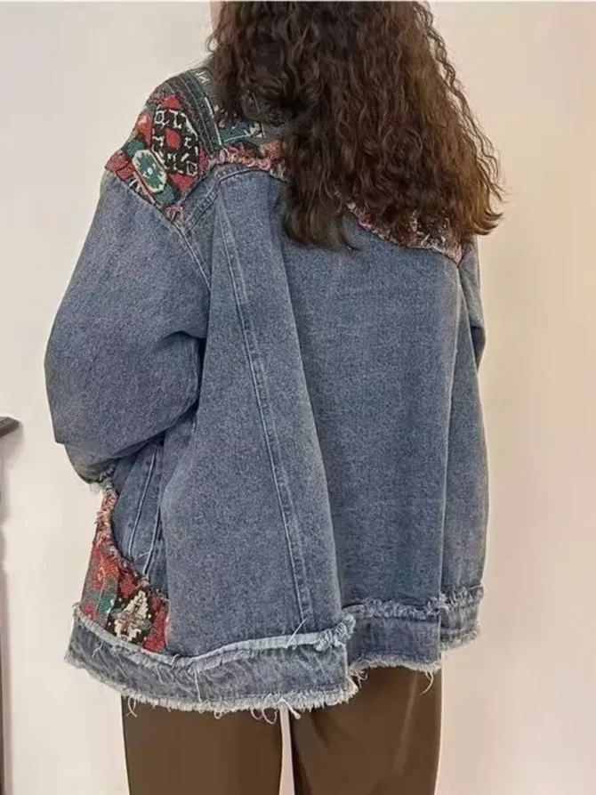 Vintage Boho Embroidery Denim Jacket - Image 5