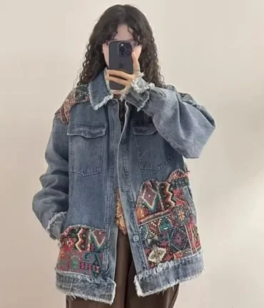 Vintage Boho Embroidery Denim Jacket