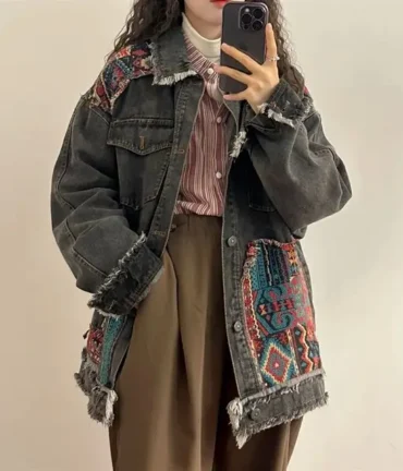 Vintage Boho Embroidery Denim Jacket