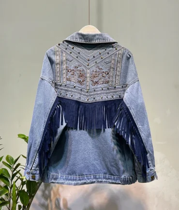 Fox Fur Coat + Real Rabbit Hair Liner Denim Jacket