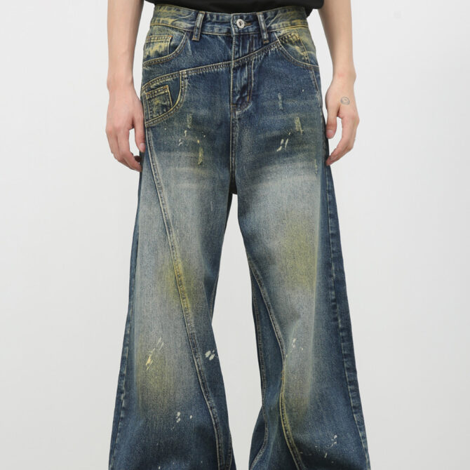 American Stitching Jeans Men's High Street Design Sense