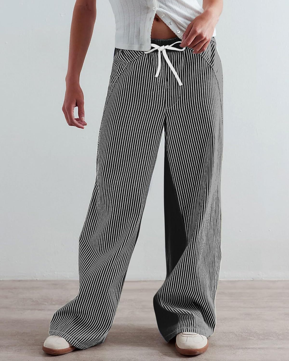 Striped Jeans Draped Pants