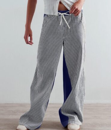 Striped Jeans Draped Pants