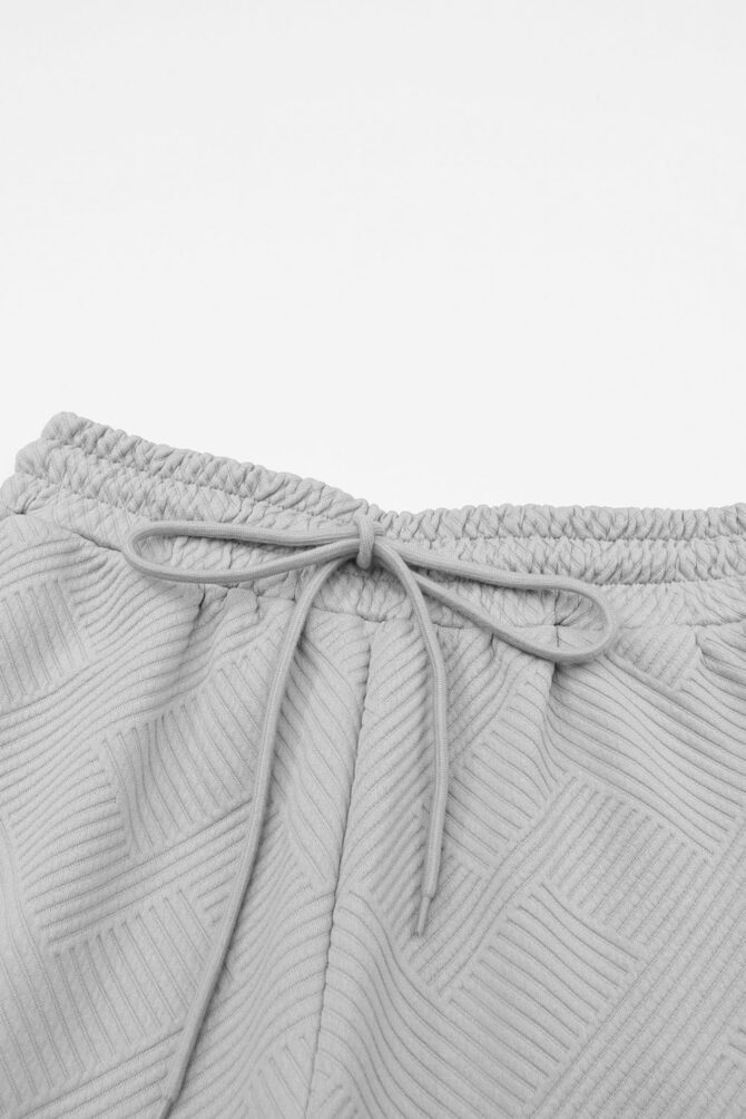 gray textured loose fit t shirt and drawstring pants set