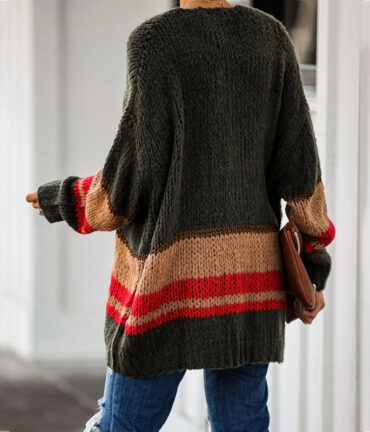 Cardigan Women's Autumn And Winter Knitted Jacket Loose Stitching Sweater