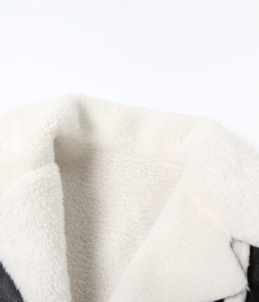 Faux Leather Fur Collar Cropped Coat